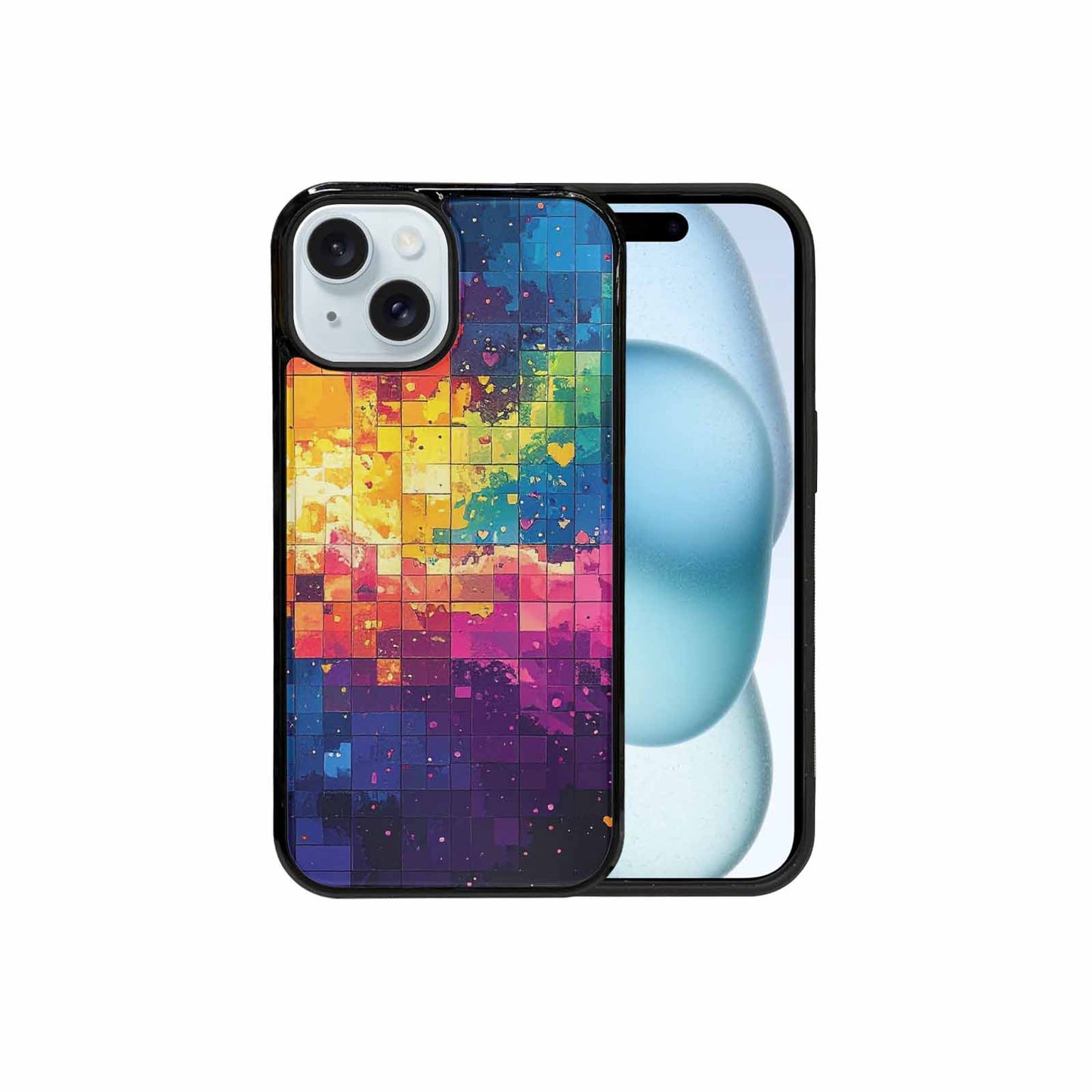 iPhone 15 Case — Pixel Art 8 Bit Burst Pattern, Custom Art Phone Cover