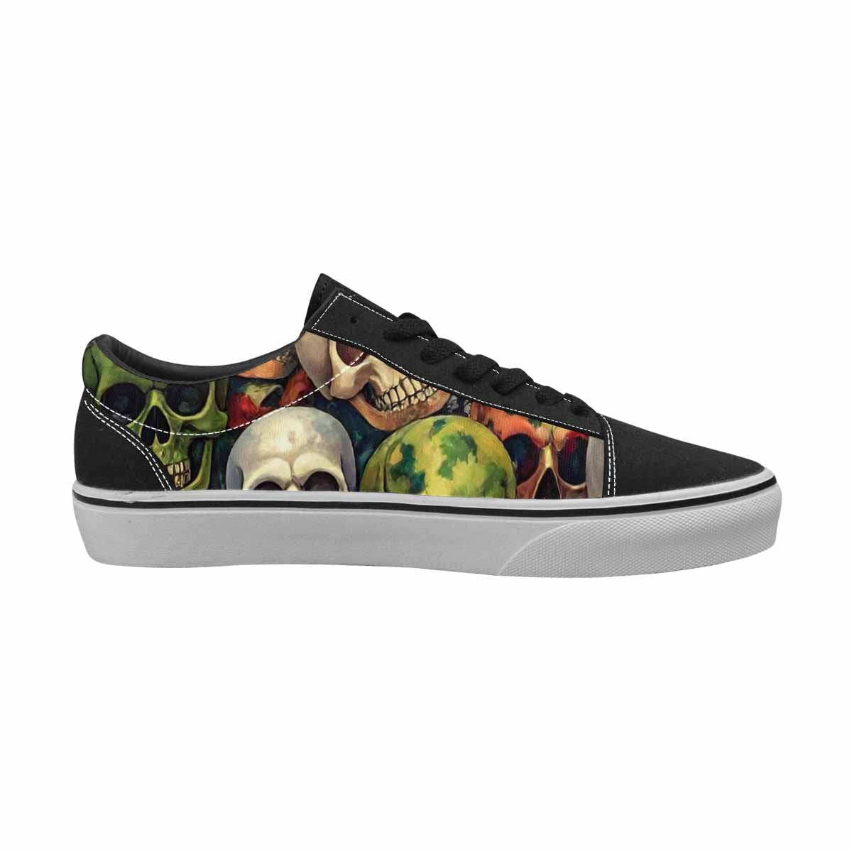 WOMEN'S Skulls Lace-Up Canvas Kaleidoscope Custom Sneakers