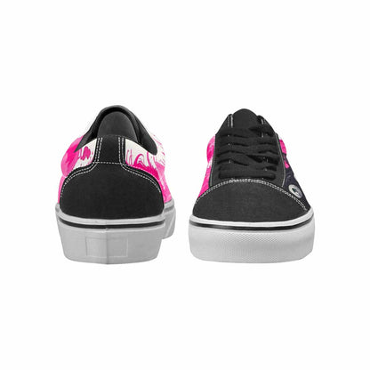 WOMEN'S Monsters Black & Pink Ink Canvas One Of A Kind Neon Fantasy Custom Canvas Shoes