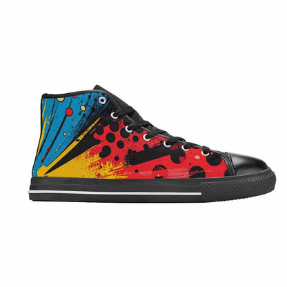 WOMEN'S Comic Book Halftone High Top Canvas Vibrant Chaos Custom Sneakers