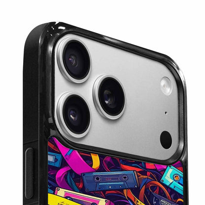 iPhone 17 Pro Case — Retro Cassette Tape Pattern Hundreds Retro, Custom Print Case Cover