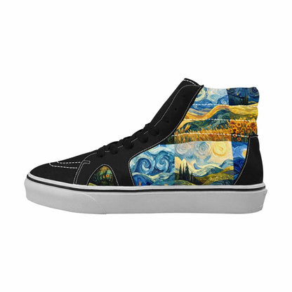 WOMEN'S Van Gogh-Style Swirl High Top Canvas Vivid Custom Sneakers