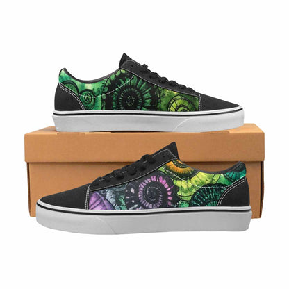 WOMEN'S Tie Dye Black & Green Ink Canvas Boutique Vibrant Chaos Custom Printed Shoes