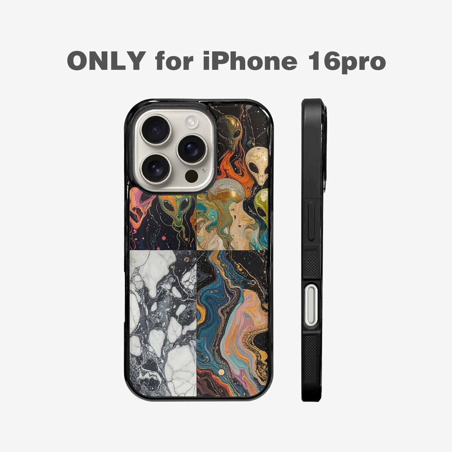iPhone 16 Pro Case — Aliens Marblealiens Pattern Onb, Unique Phone Case Design