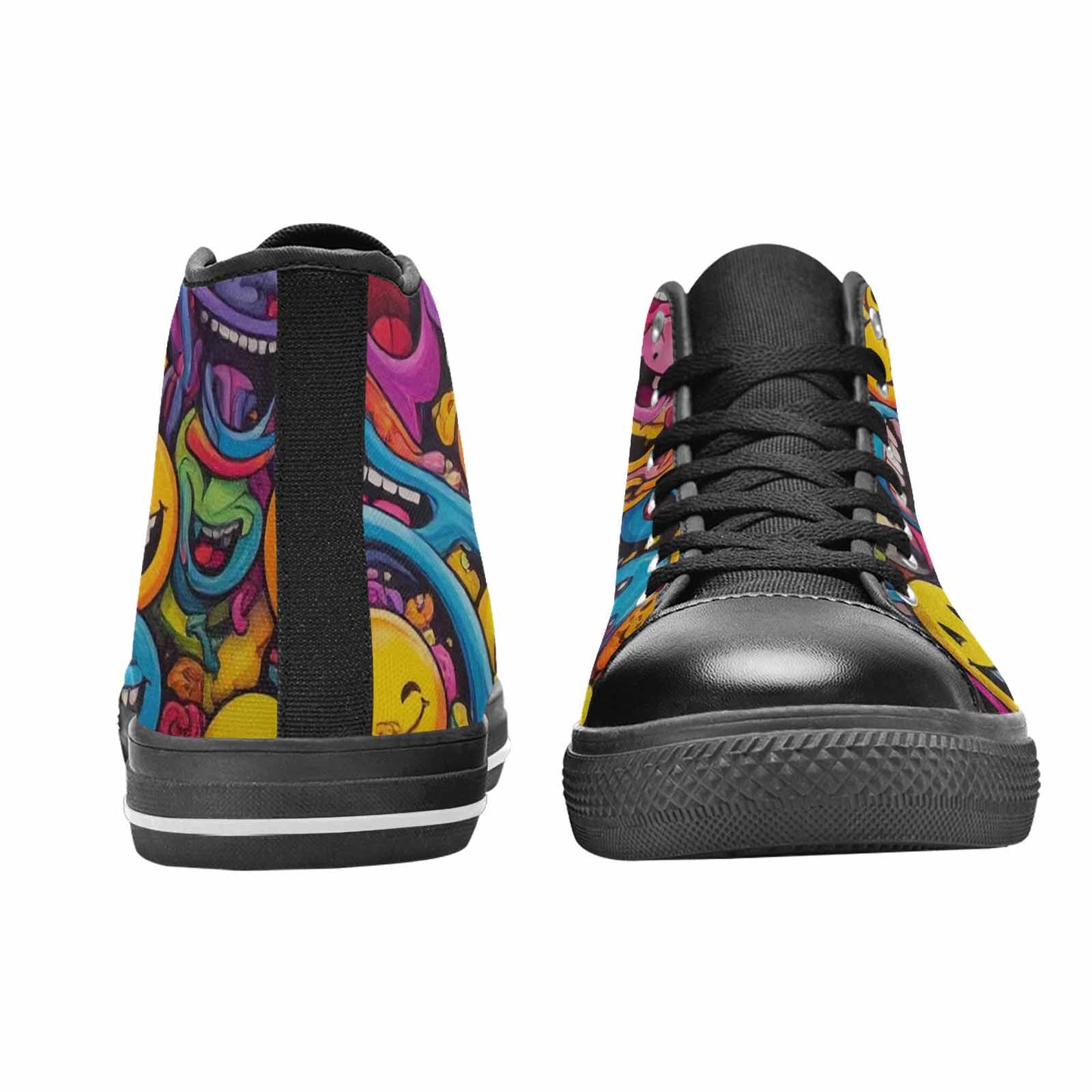 MEN'S Yellow Smiley Face High Top Canvas Y2K Custom Sneakers