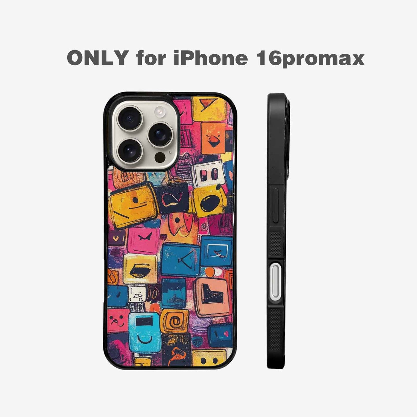 iPhone 16 Pro Max Case — Hand Drawn Icon Doodle Pattern Hundreds, Original Design Phone Case