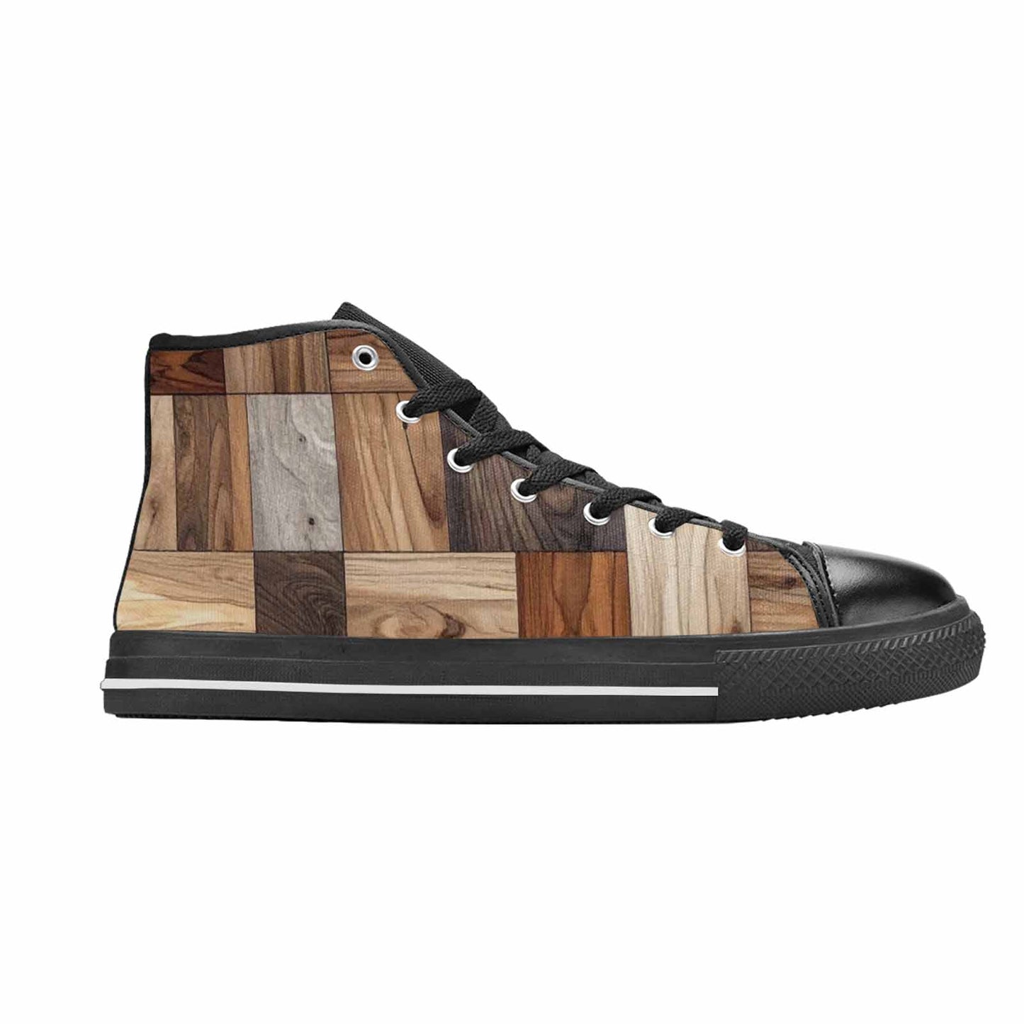 MEN'S Wood Grain Texture High Top Canvas Aesthetic Custom Sneakers