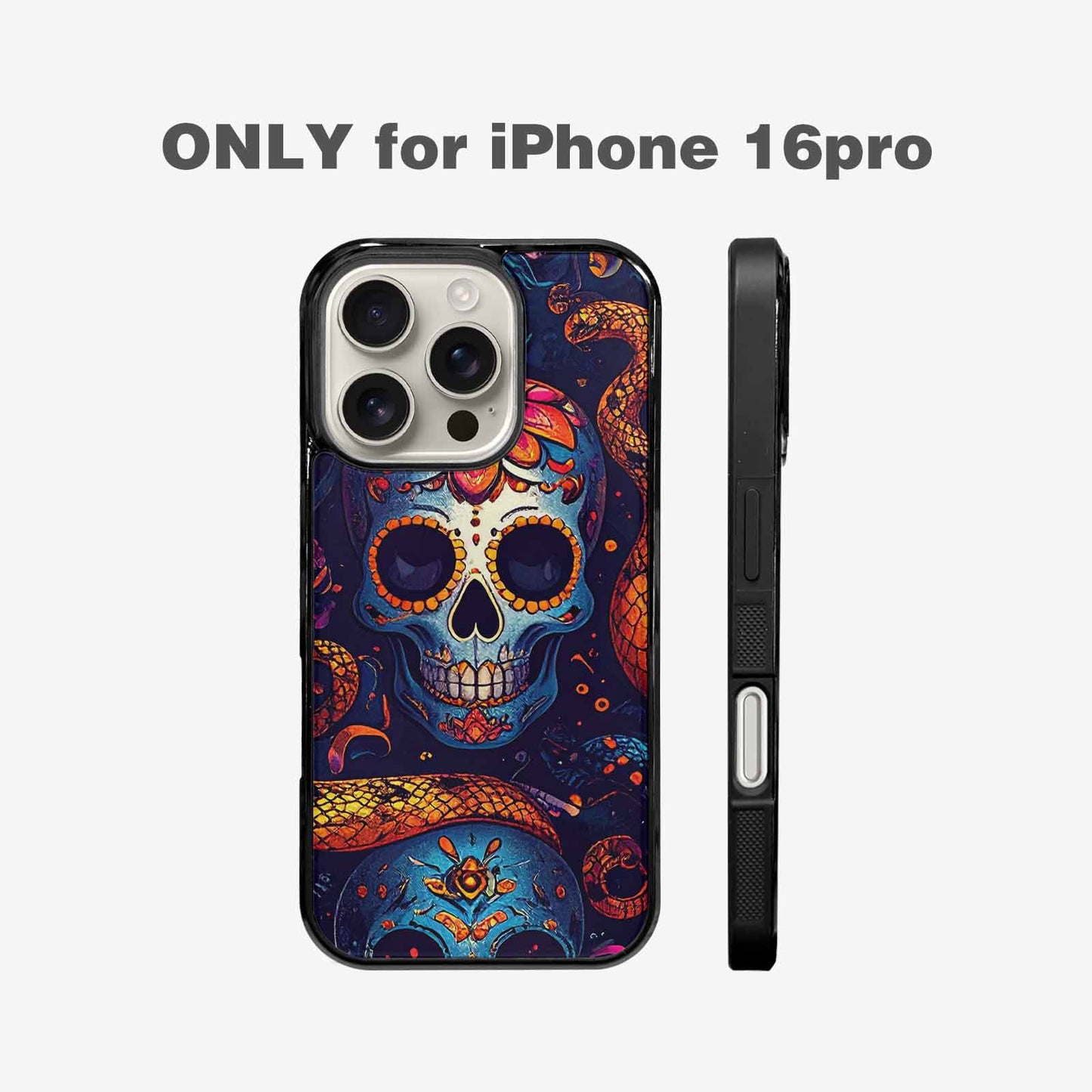 iPhone 16 Pro Case — Snake Skulls Print Custom, Unique Phone Case Design