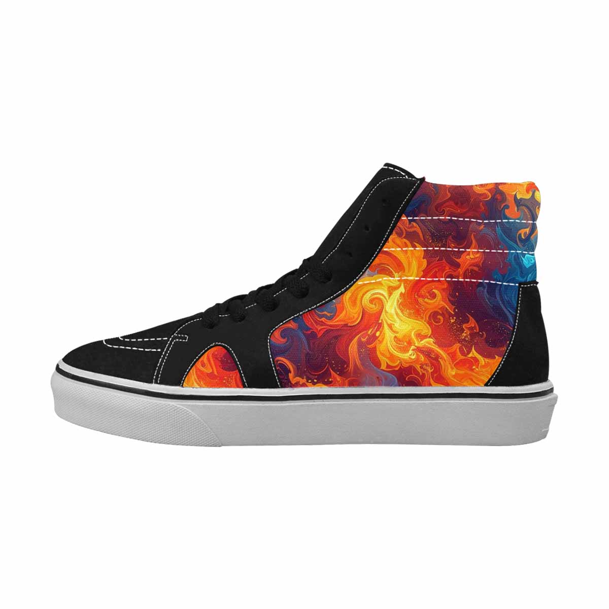 MEN'S Fire Flame High Top Canvas Grunge Custom Shoes
