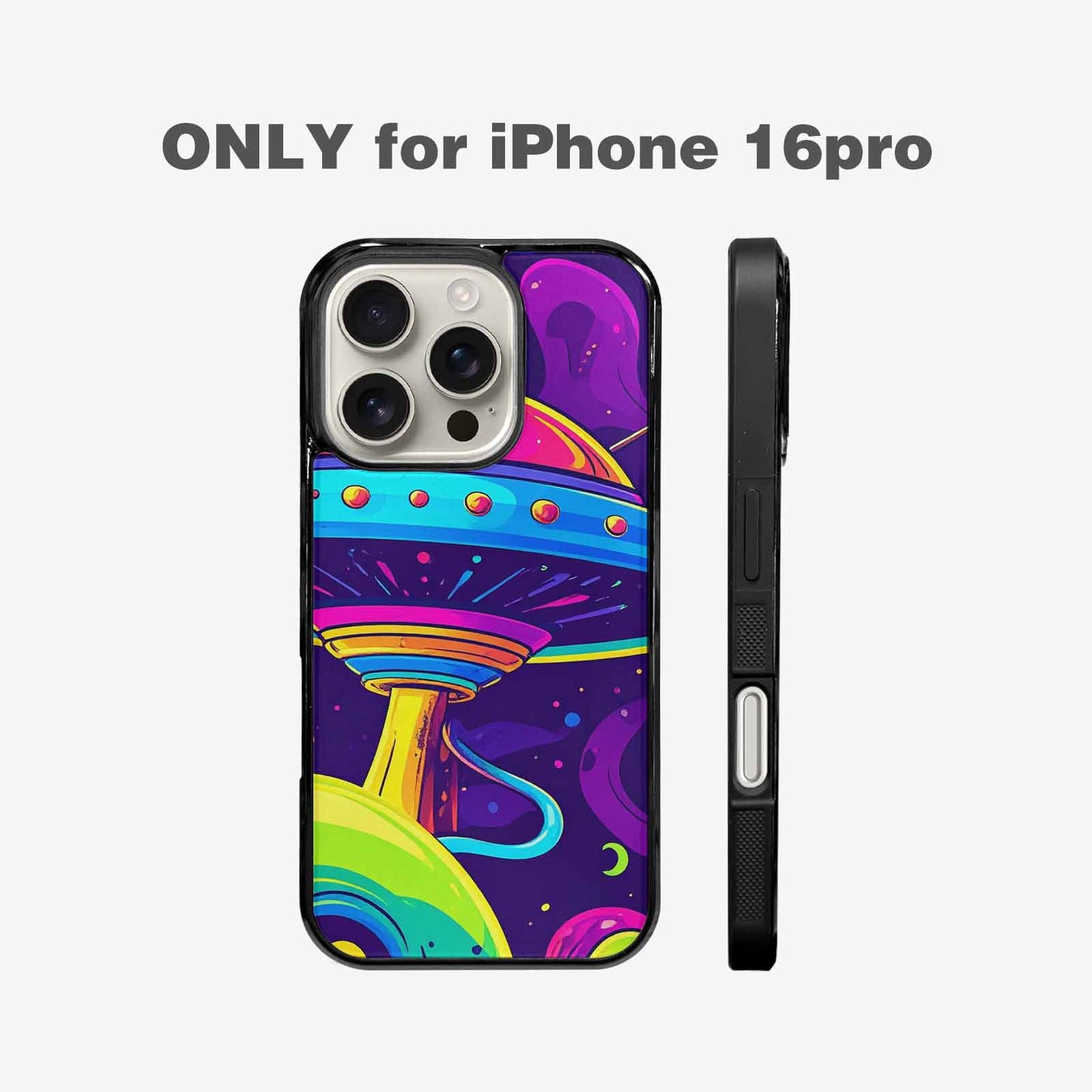 iPhone 16 Pro Case — Alien Ufo Cartoon Art Pattern Groovy, Custom Designed Case Cover