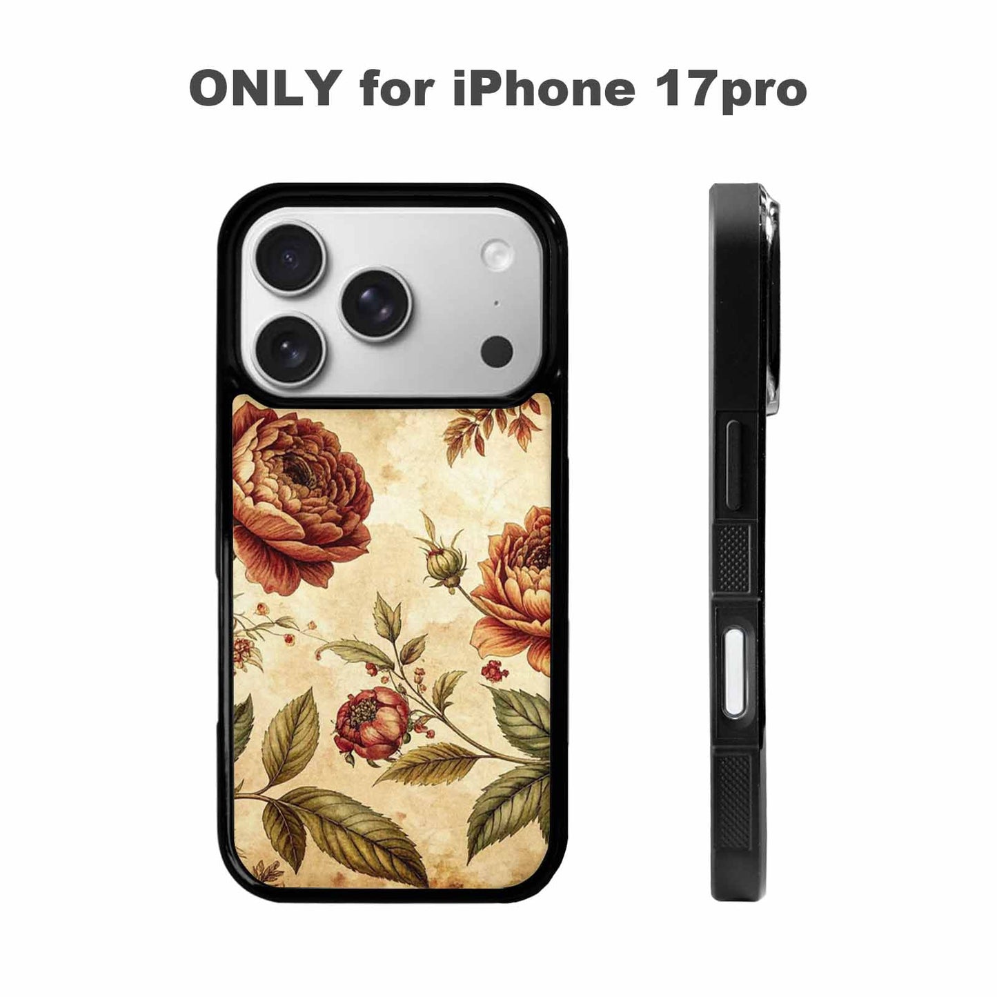 iPhone 17 Pro Case — Vintage Botanical Art Pattern Floral, Unique Phone Case Design