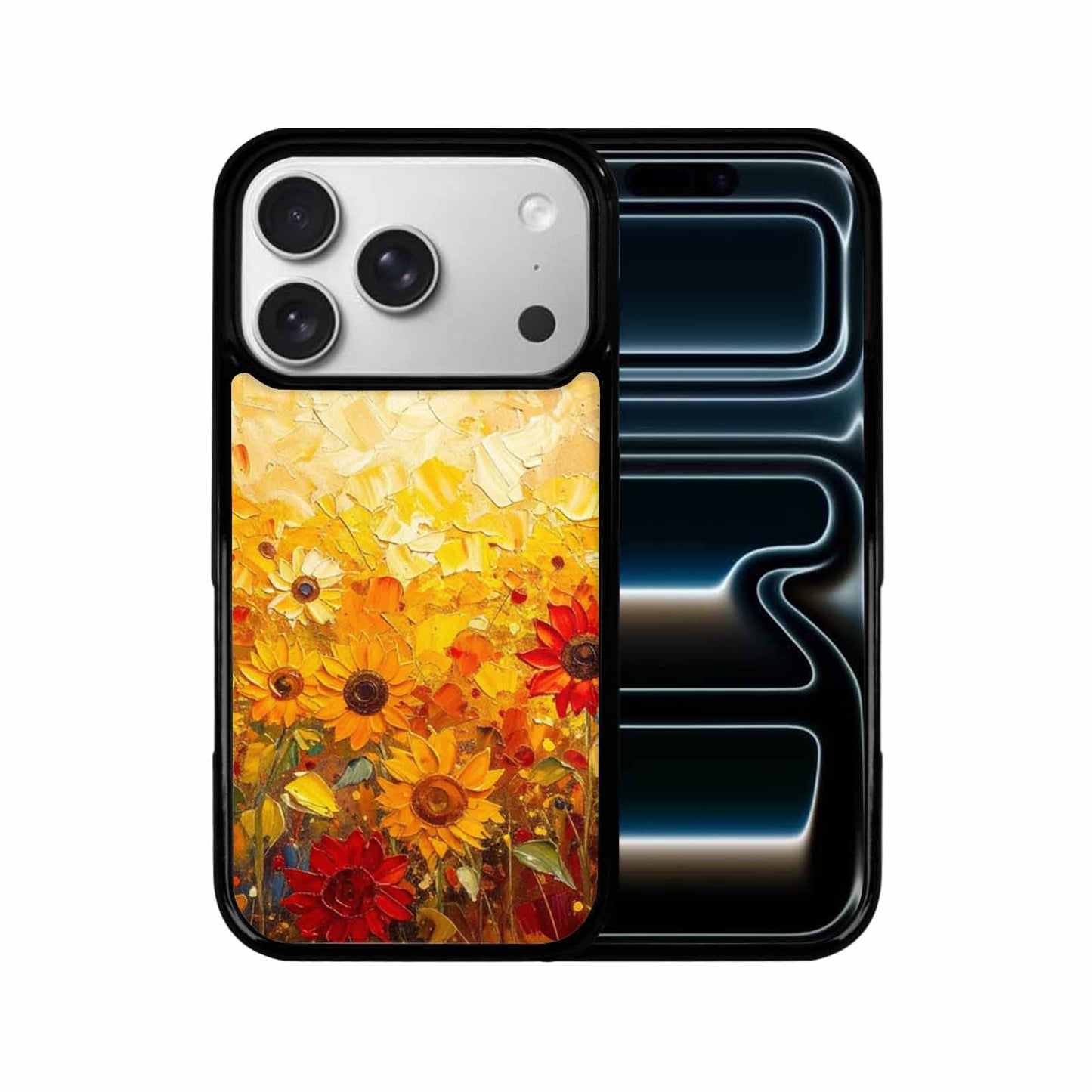 iPhone 17 Pro Case — Impressionist Sunflower Brushstroke Pattern Hundreds Floral, Custom Designed Case Cover