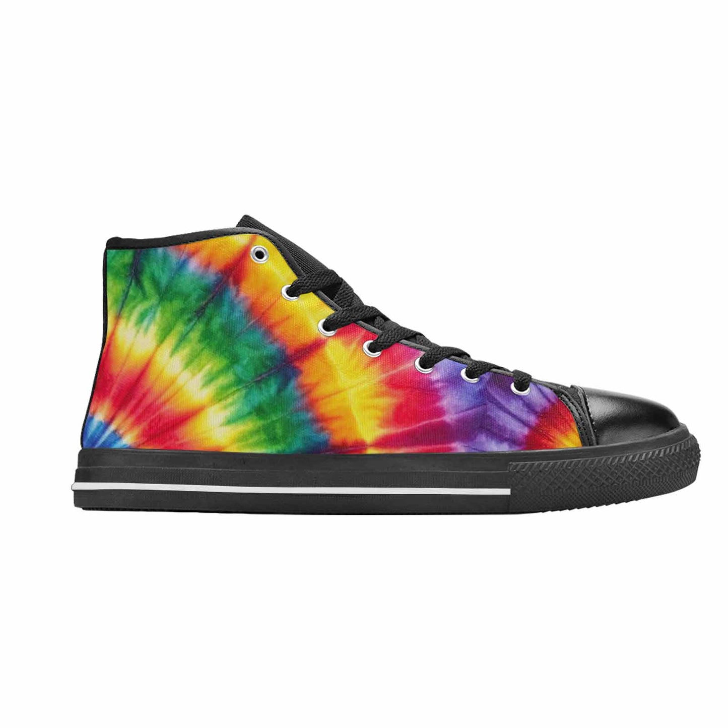 MEN'S Tie Dye Rainbow Spiral High Top Canvas Vibrant Chaos Custom Shoes