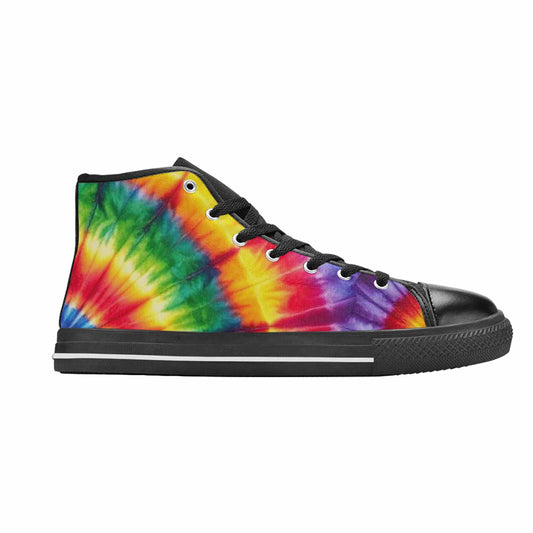 MEN'S Tie Dye Rainbow Spiral High Top Canvas Vibrant Chaos Custom Shoes
