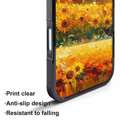 iPhone 17 Pro Case — Impressionist Sunflower Brushstroke Pattern Hundreds Floral, Custom Art Phone Cover