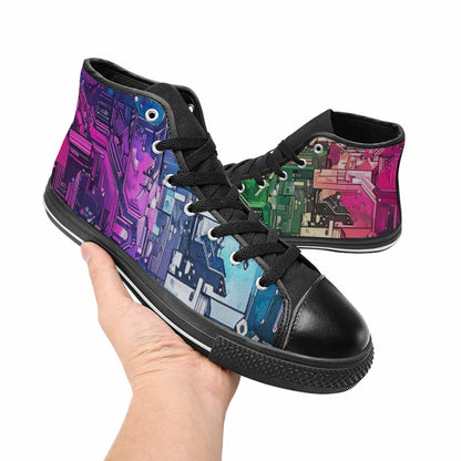 WOMEN'S Circuit Board Cyberpunk High Top Canvas Aesthetic Custom Shoes