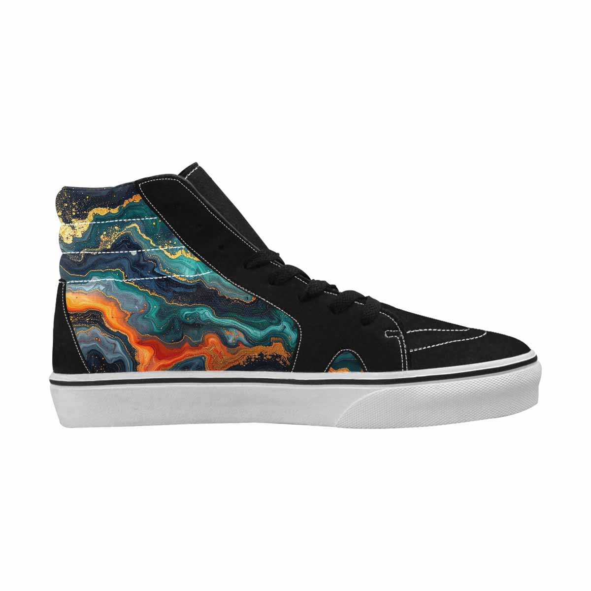 MEN'S Marble Dark High Top Canvas Dark Academia Custom Shoes