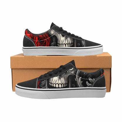 WOMEN'S Skulls Roses Fine Line Canvas Lace-Up Vibrant Chaos Custom Shoes