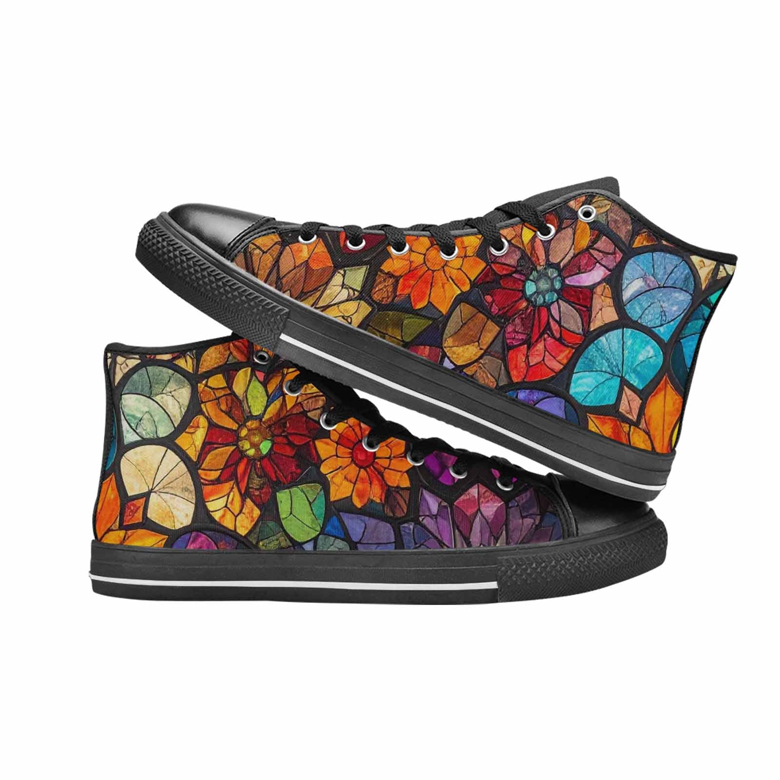 MEN'S Stained Glass Kaleidoscope High Top Canvas Grunge Shoes