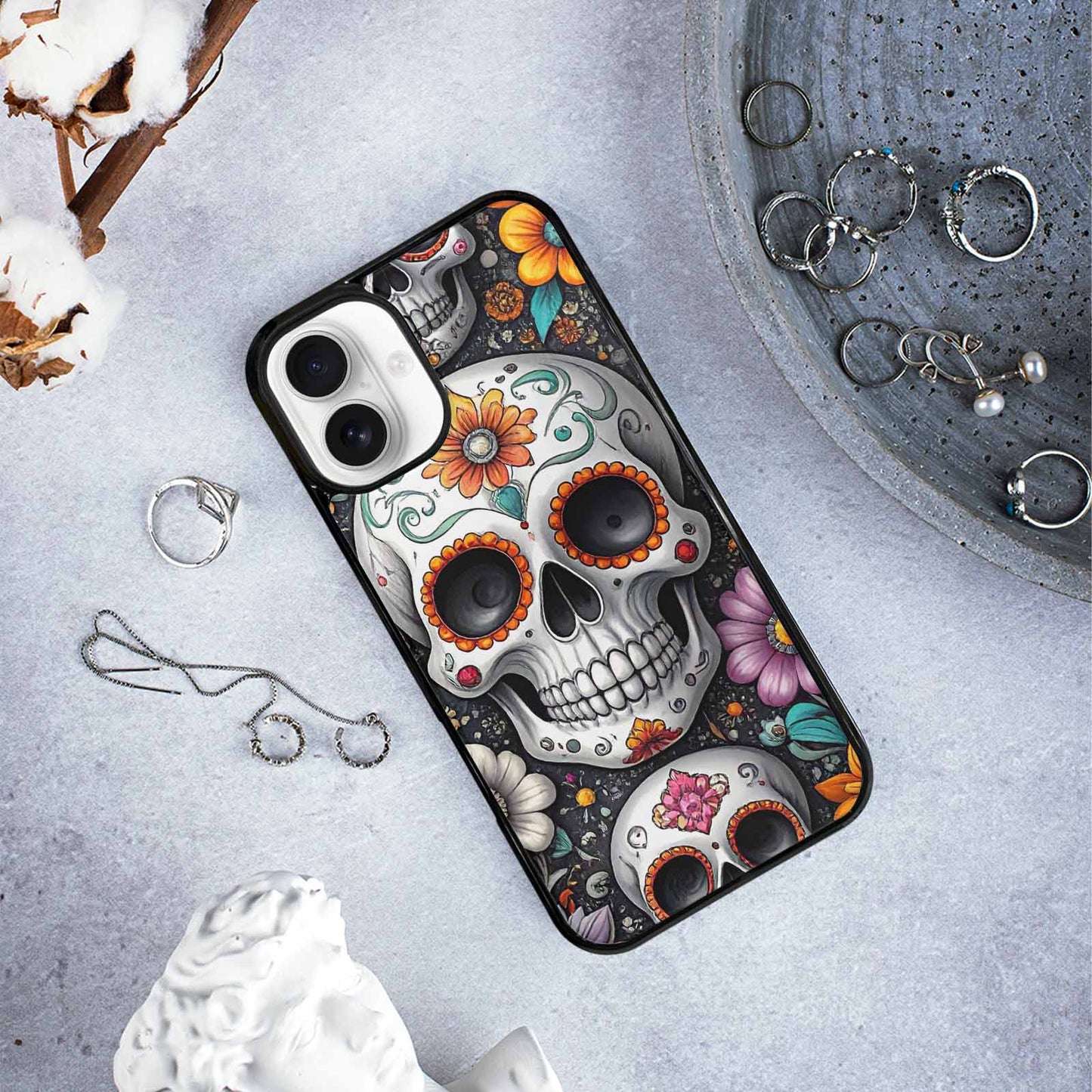 iPhone 16 Plus Case — Greyscale Black And White Dark Black, Custom Art Phone Cover