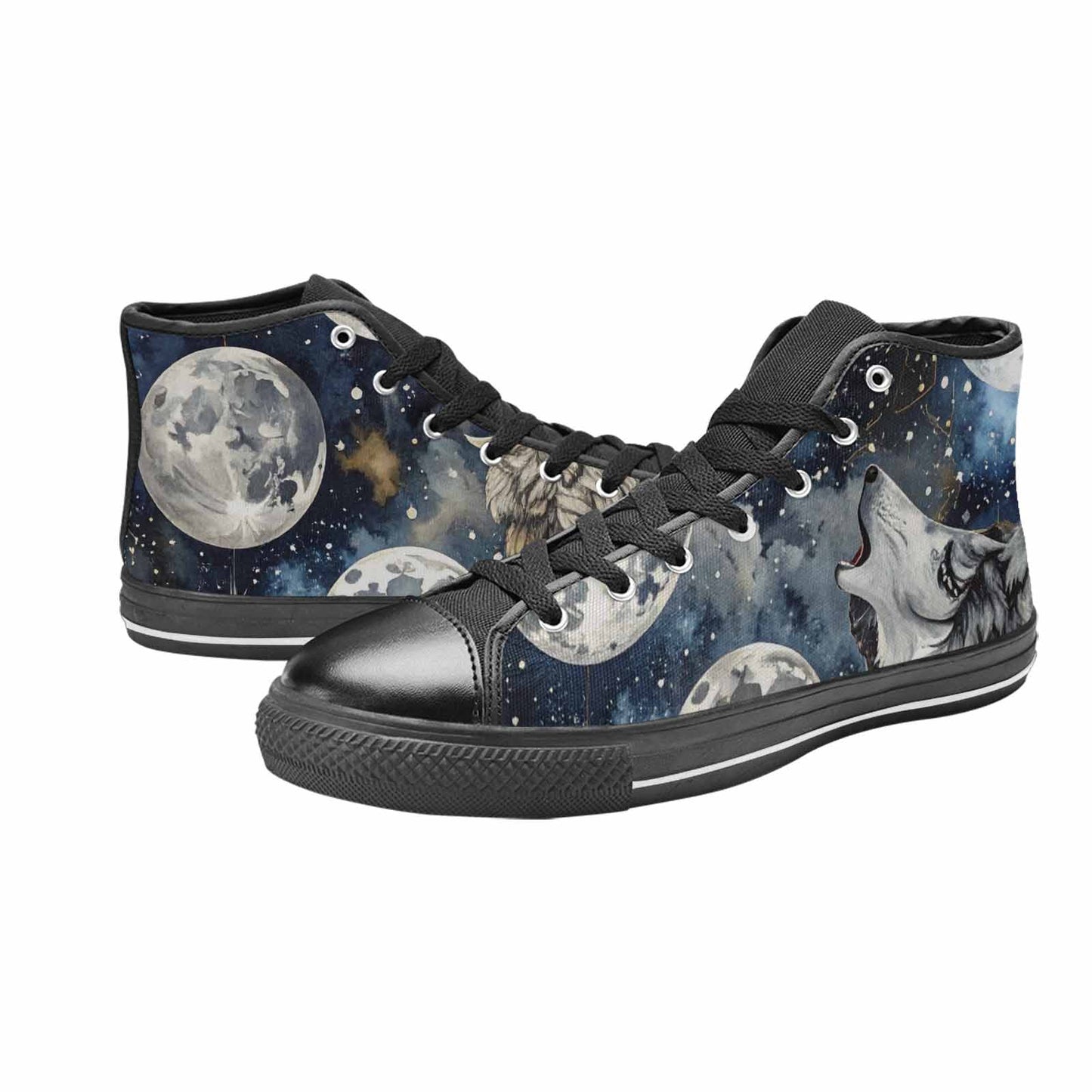 MEN'S Wolf Silhouette Moon High Top Canvas Surreal Shoes