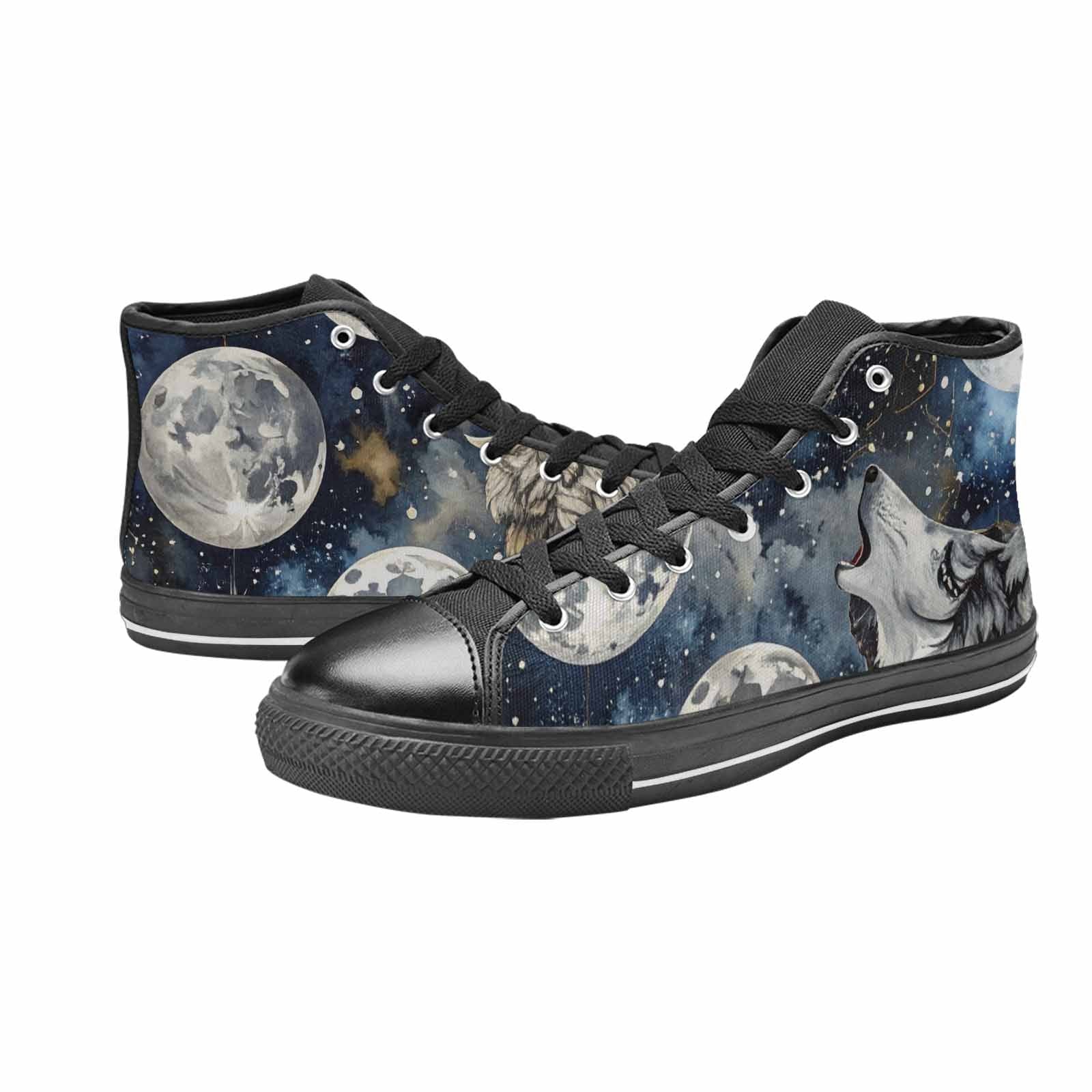 MEN'S Wolf Silhouette Moon High Top Canvas Surreal Shoes