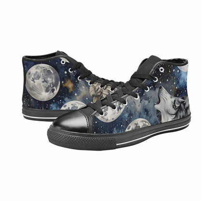 MEN'S Wolf Silhouette Moon High Top Canvas Surreal Shoes