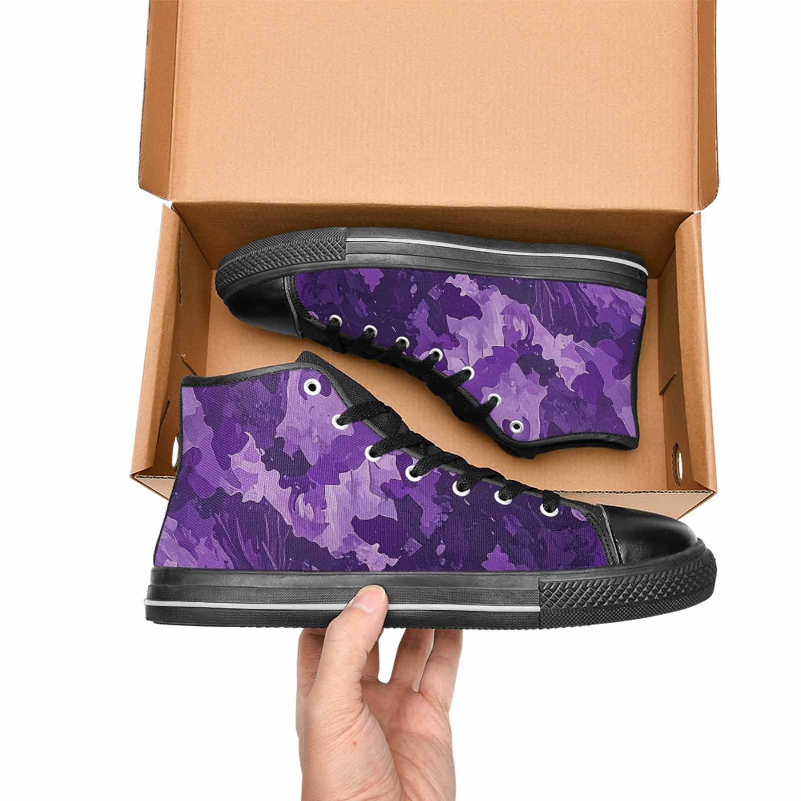 MEN'S Military Camouflage Blotch High Top Canvas Cottagecore Custom Sneakers