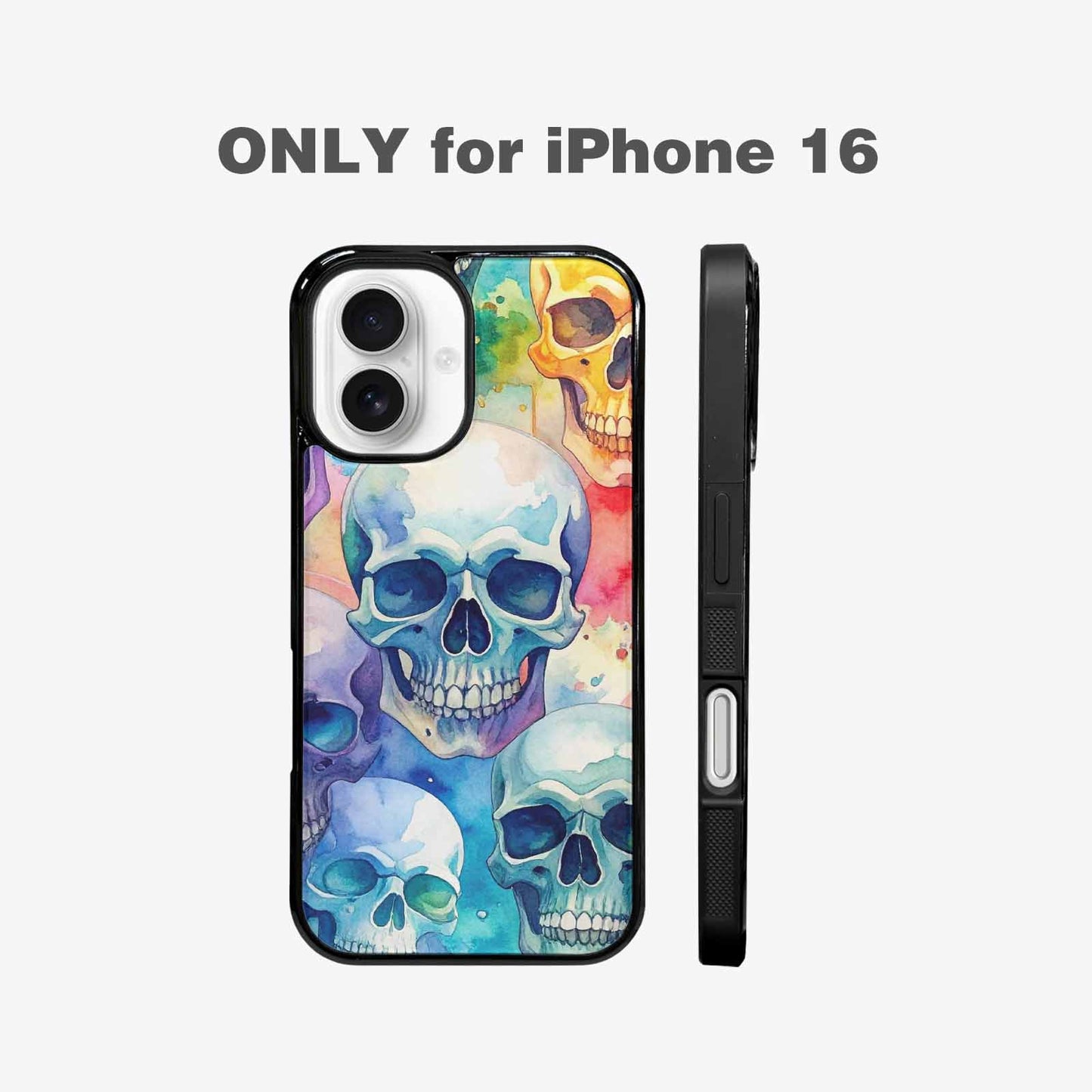 iPhone 16 Case — Kulls Watercolor Skulls Small Skull Pattern, Customized Protective Case