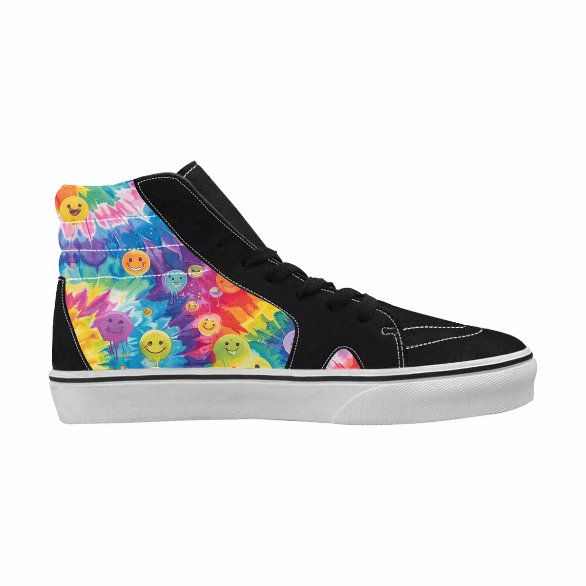 MEN'S Smiley Facessmiley Faces  High Top Canvas Kaleidoscope Sneakers