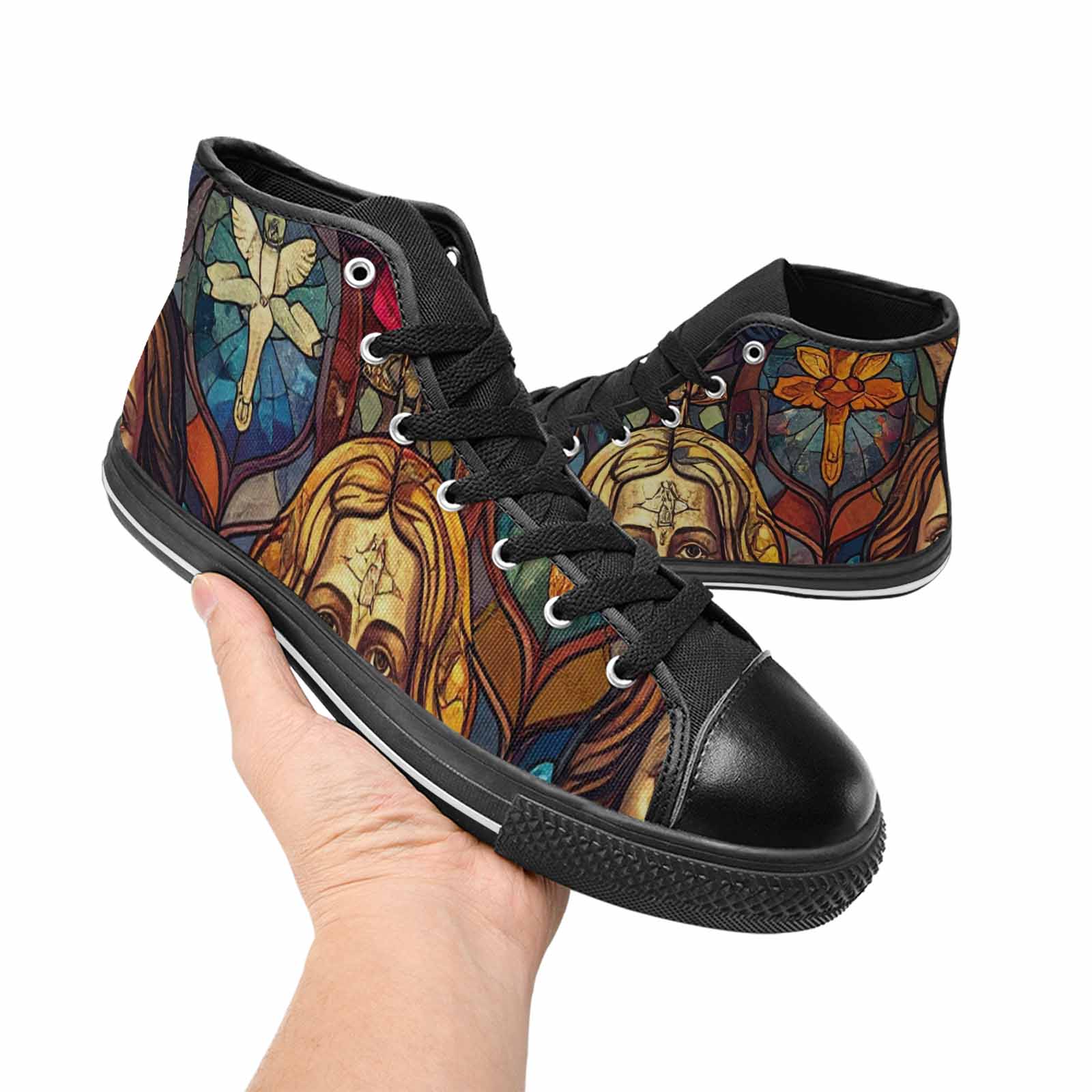WOMEN'S Jesus Face Small High Top Canvas Cottagecore Sneakers
