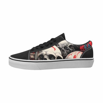 WOMEN'S Skulls Black & Red Ink Canvas Made To Order Y2K Shoes