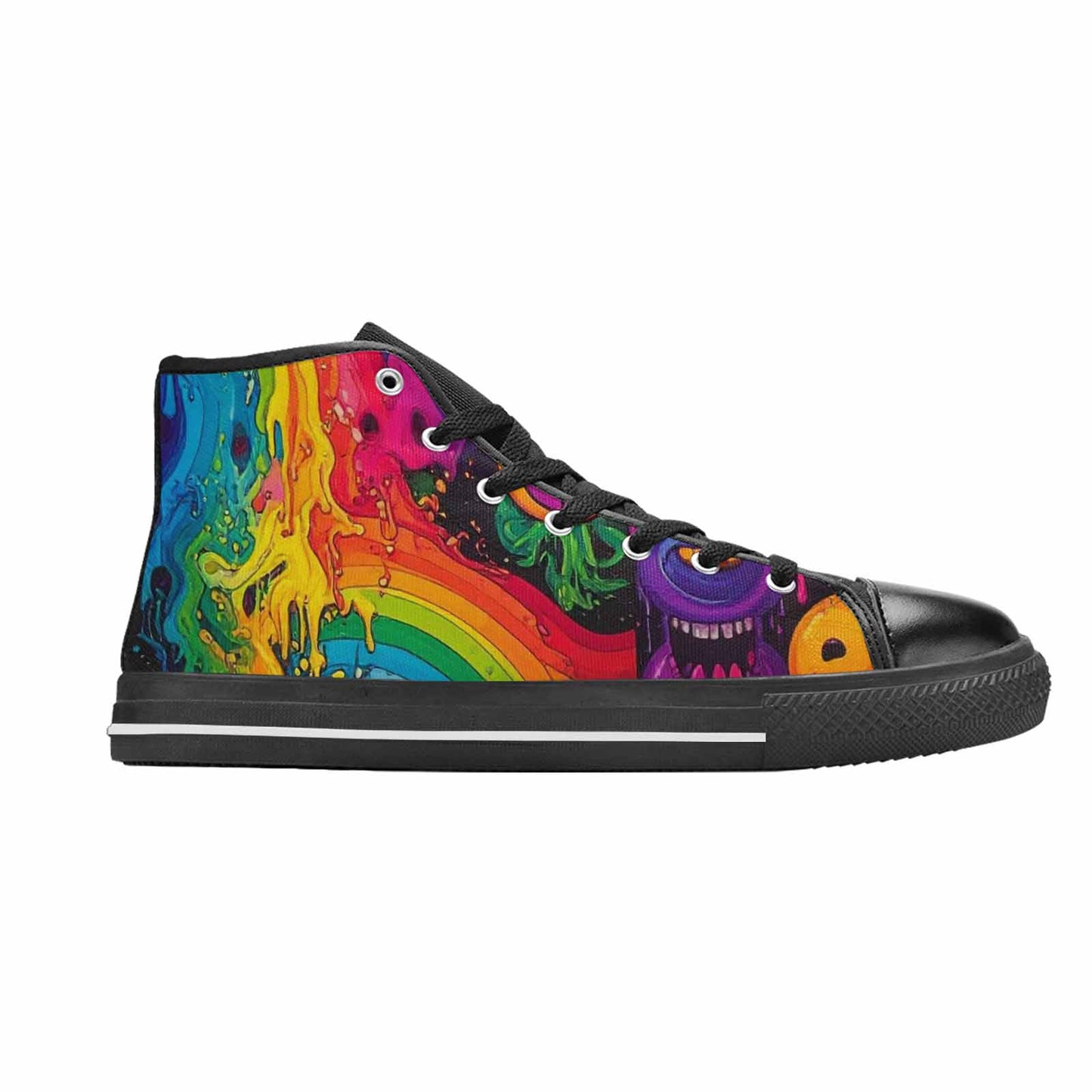 MEN'S Yellow Smiley Face High Top Canvas Vibrant Chaos Sneakers
