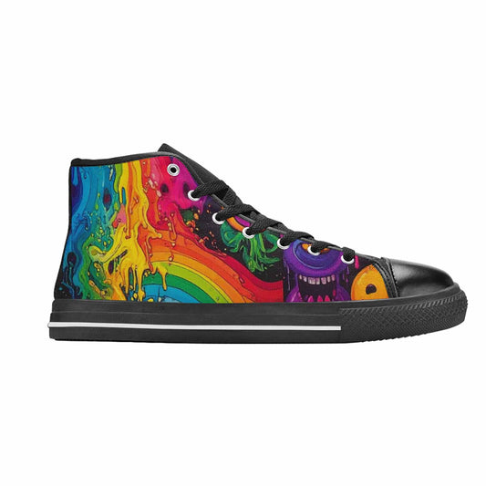 MEN'S Yellow Smiley Face High Top Canvas Vibrant Chaos Sneakers