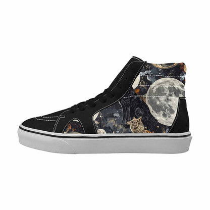 WOMEN'S Wolf Silhouette Moon High Top Canvas Neon Fantasy Custom Shoes
