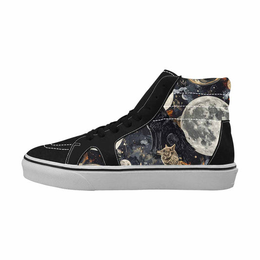 WOMEN'S Wolf Silhouette Moon High Top Canvas Neon Fantasy Custom Shoes