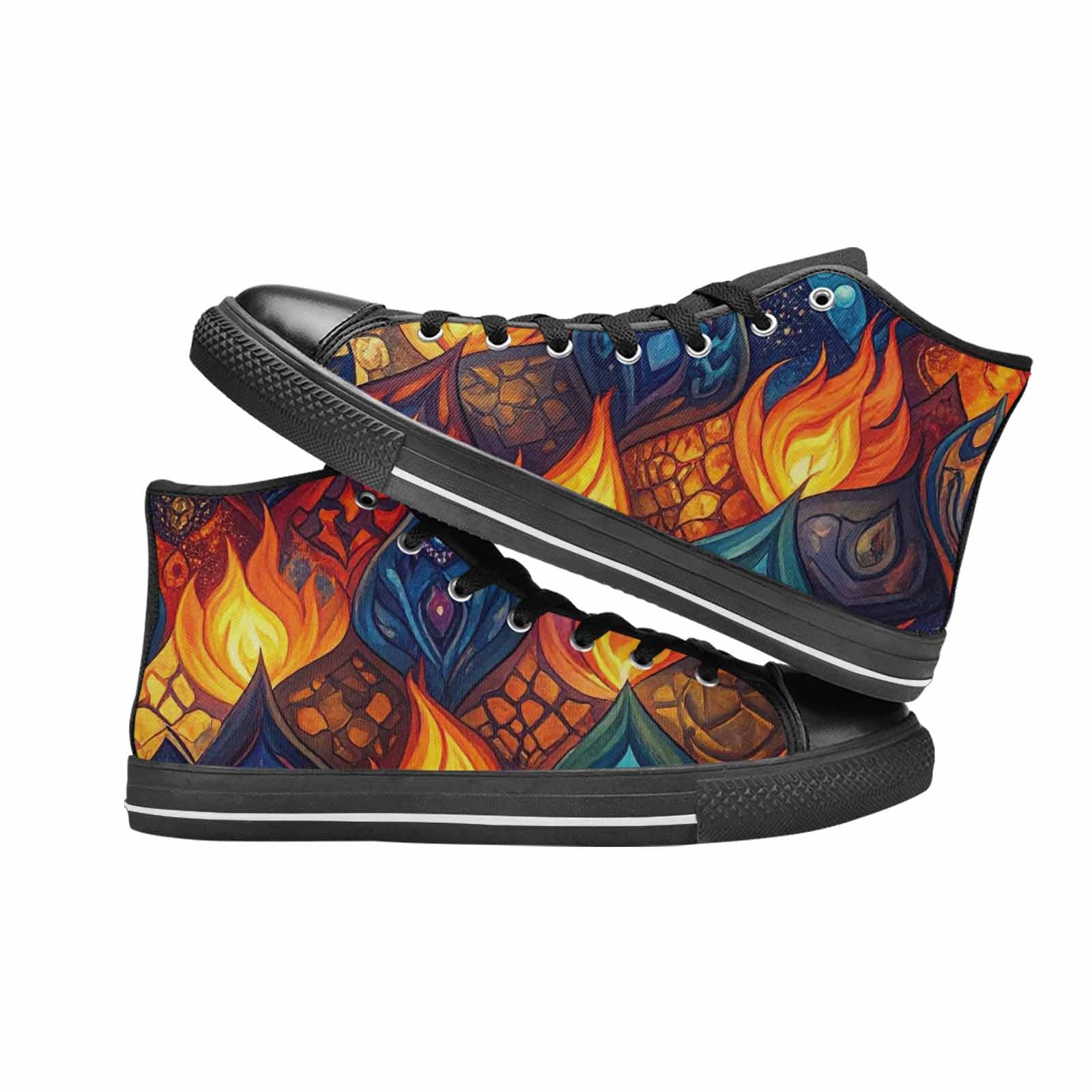 MEN'S Fire Flame High Top Canvas Neon Fantasy Sneakers