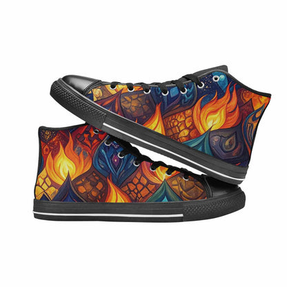 MEN'S Fire Flame High Top Canvas Neon Fantasy Sneakers