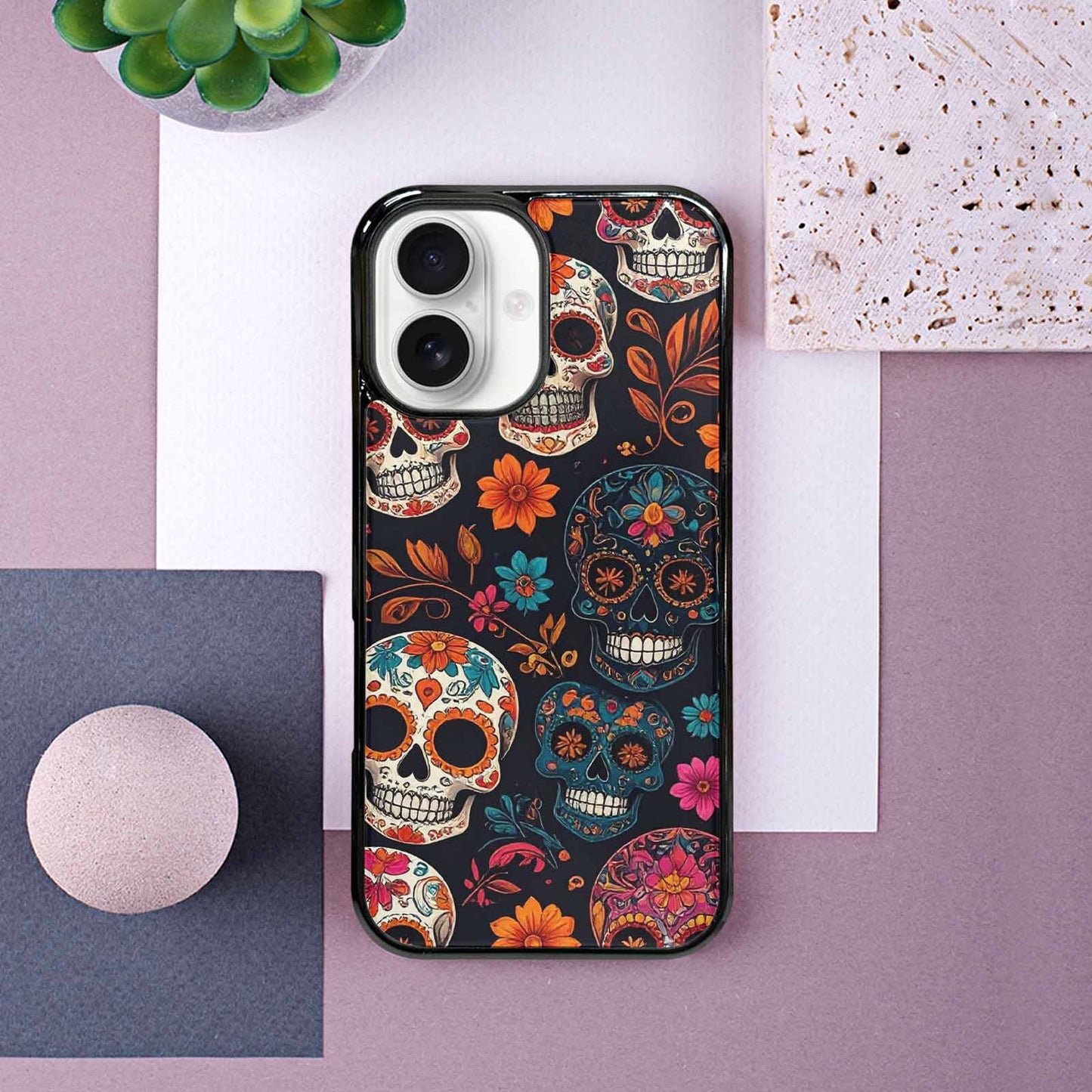 iPhone 16 Case — Smaller Skulls Overlapping Seamless Pattern Of, Unique Phone Case Design