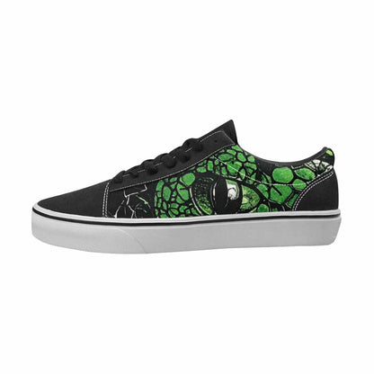 WOMEN'S Reptile Black & Green Ink Canvas Graphic Print Vibrant Chaos Shoes