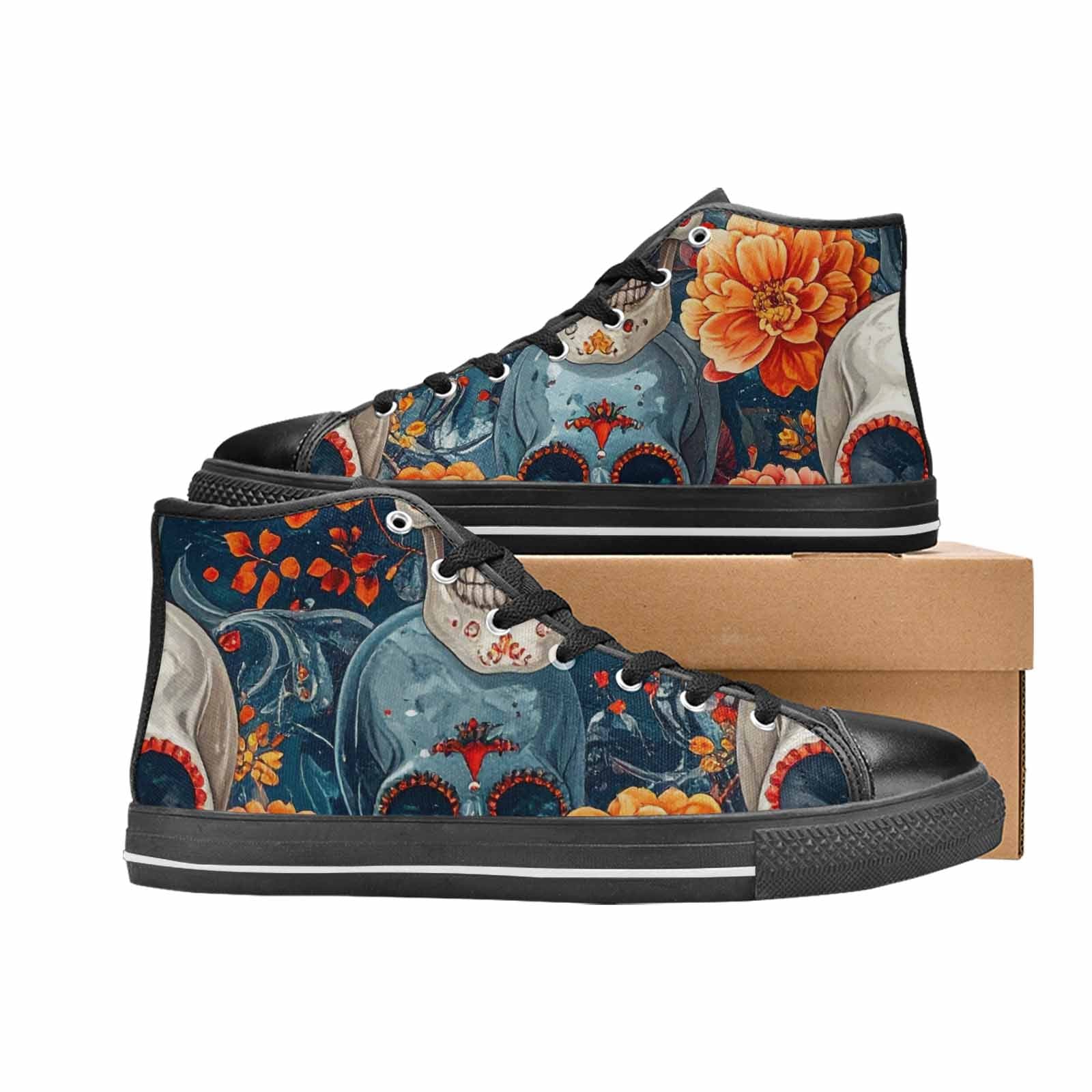 MEN'S Marble Skull High Top Canvas Dreamcore Custom Sneakers