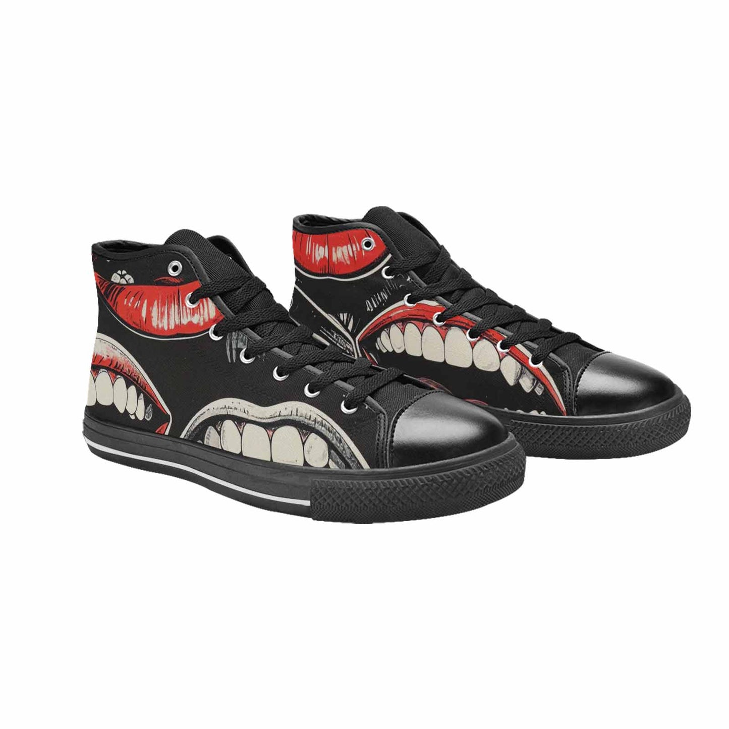 MEN'S Googly Cartoon Mouths High Top Canvas Surreal Shoes
