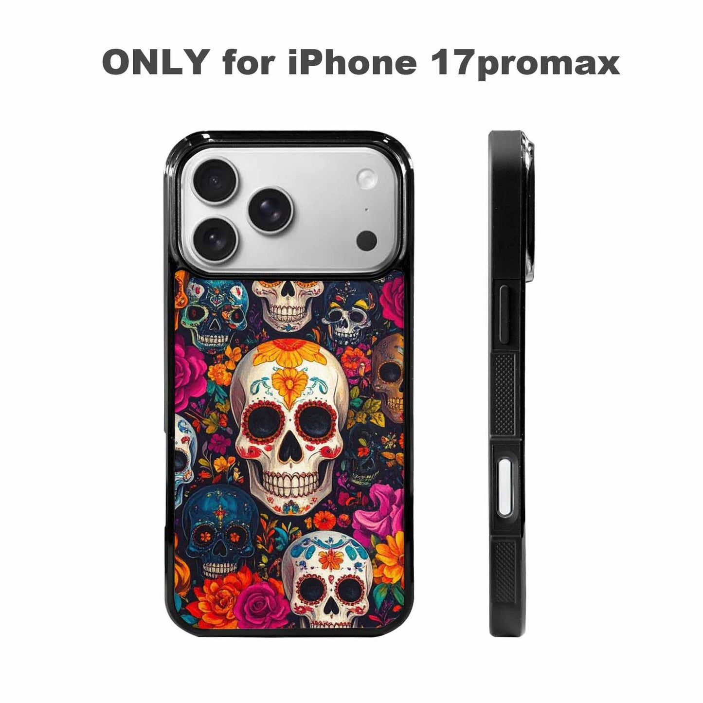 iPhone 17 Pro Max Case — Small Skull Pattern, Randomly Gothic Skulls, Custom Printed Phone Case