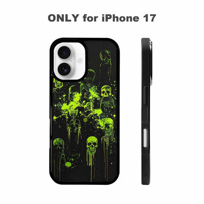 iPhone 17 Case — Skeletons Neon Green Original Art, Custom Designed Case Cover