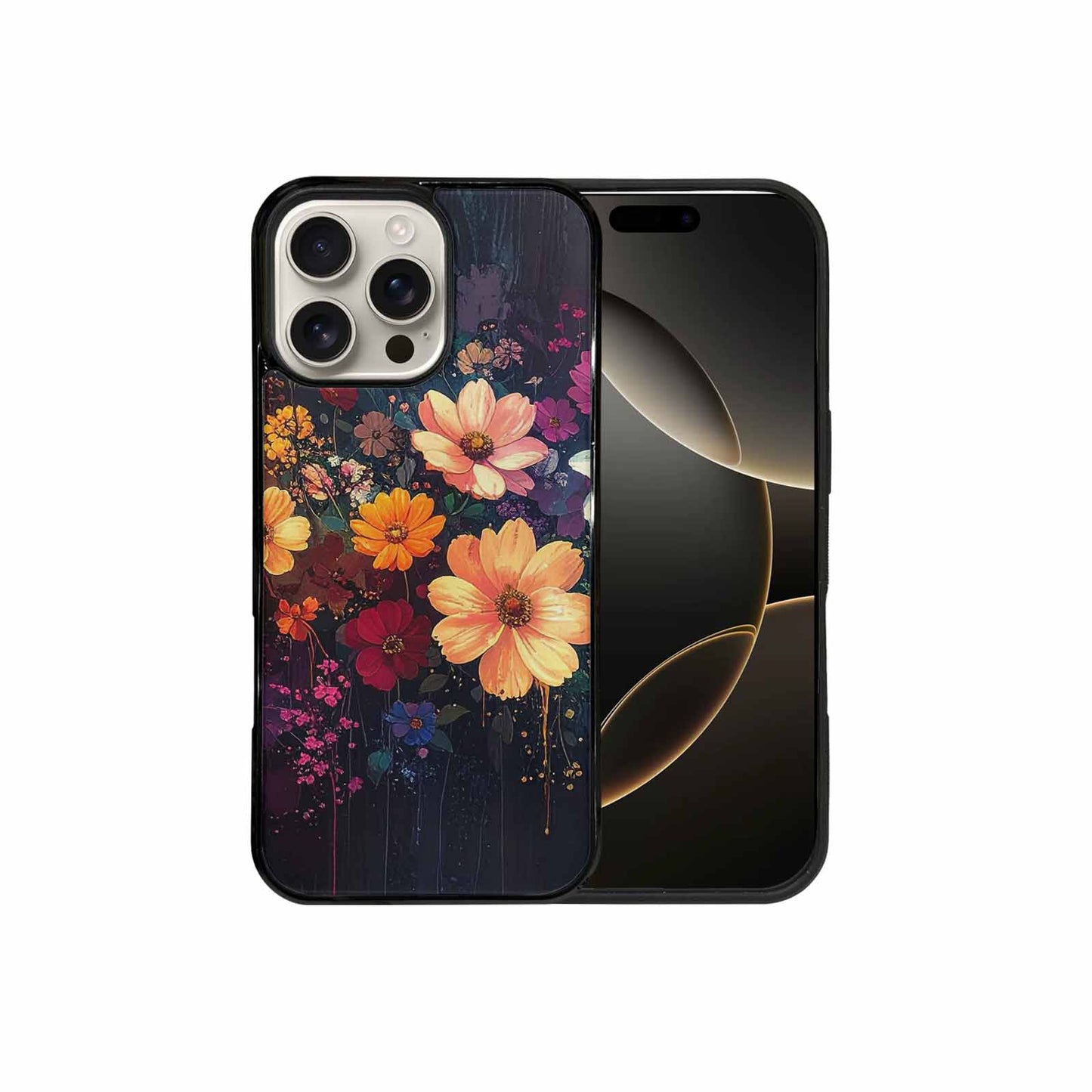iPhone 16 Pro Max Case — Shadowy Glitch Floral Pattern Hundreds Of, Custom Art Phone Cover