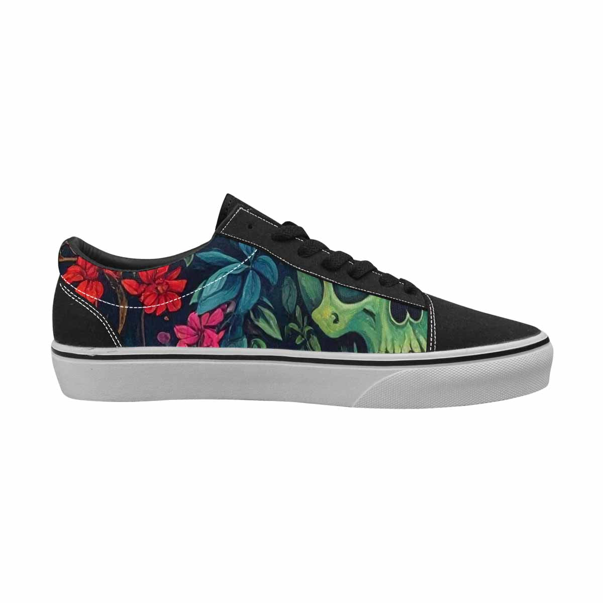 WOMEN'S Skulls  Botanical Skulls Lace-Up Canvas Kaleidoscope Sneakers