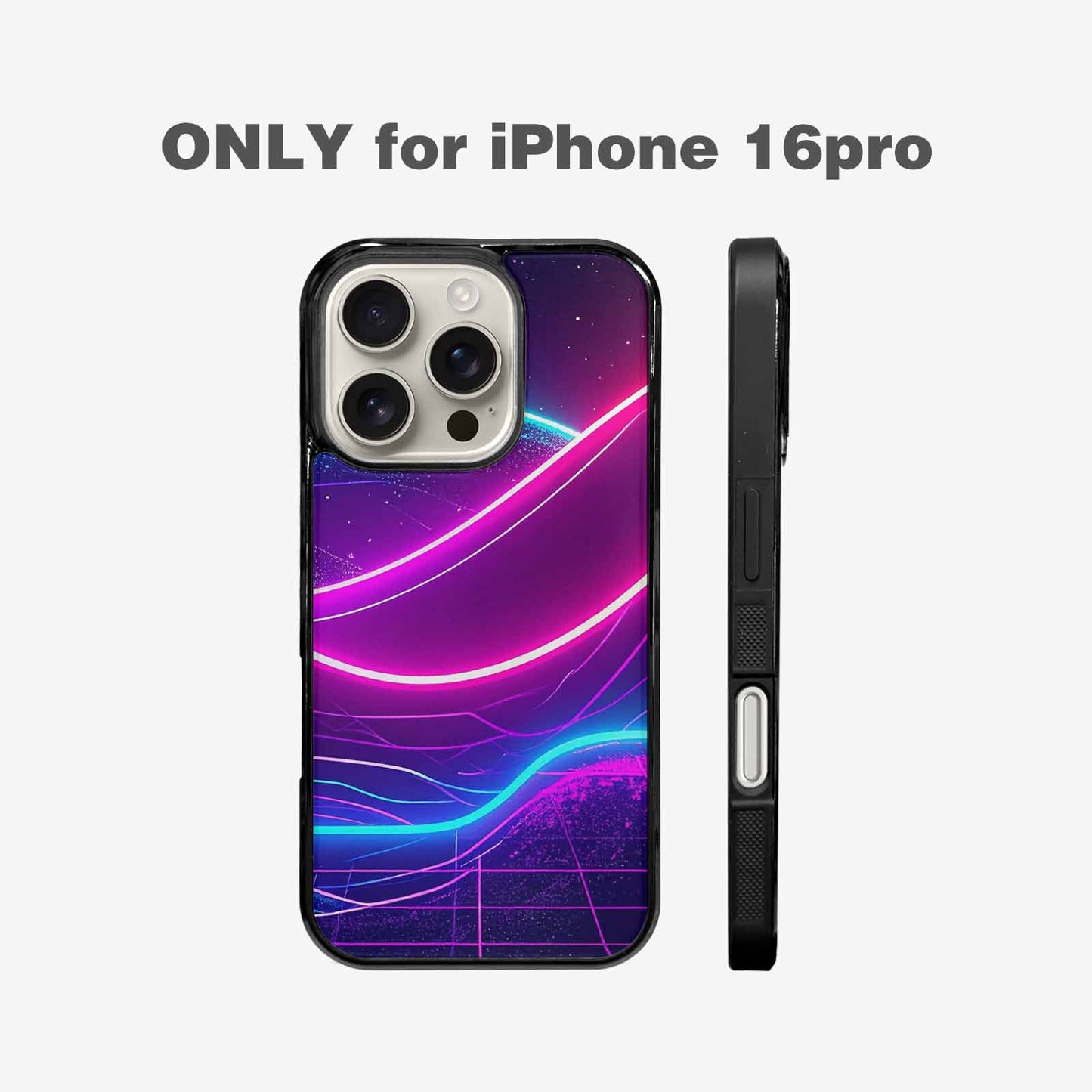 iPhone 16 Pro Case — 1980s Neon Cartoon Art Pattern, Unique Phone Case Design