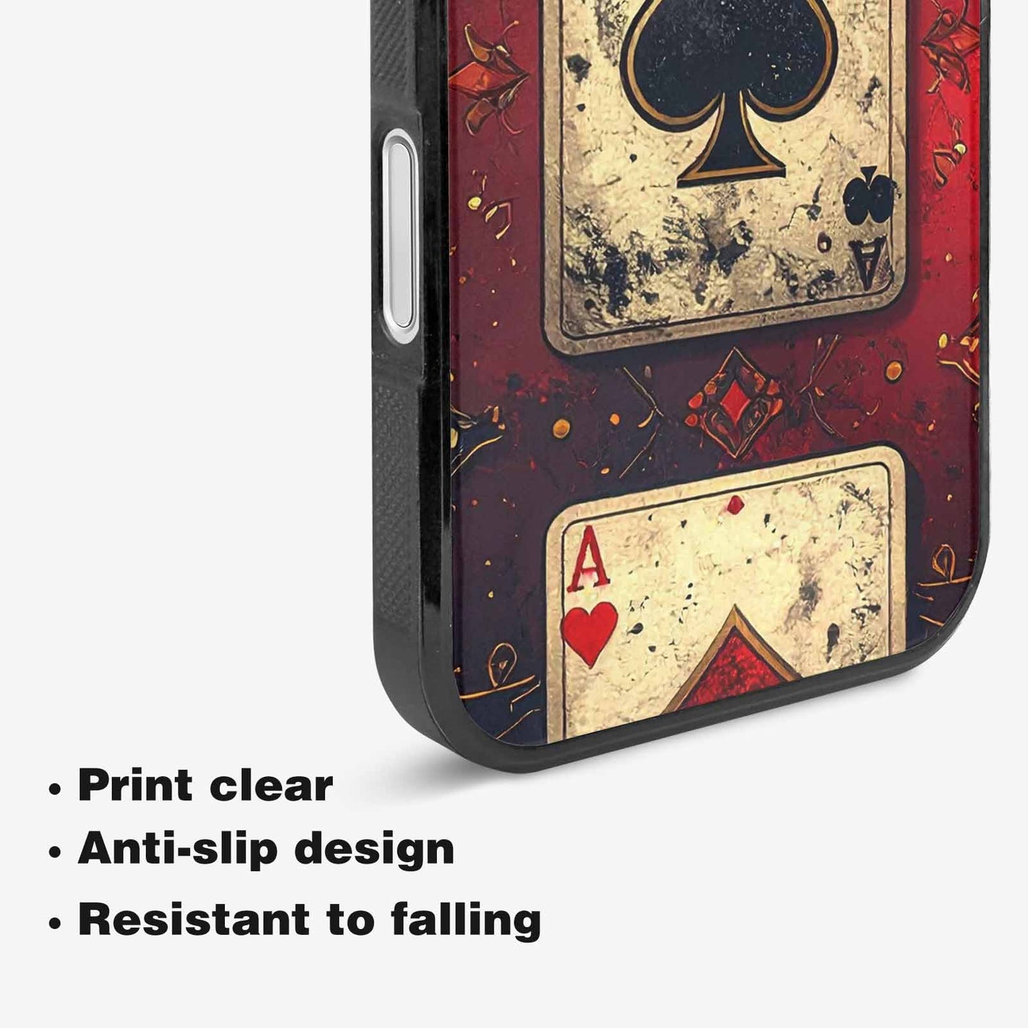 iPhone 16 Plus Case — Playing Card Suits Pattern Poker Chips, Original Design Phone Case