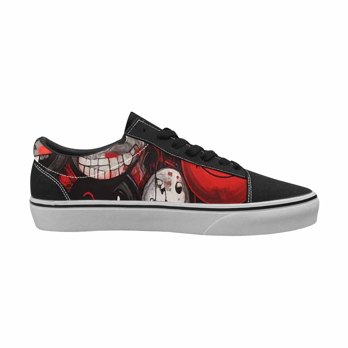 WOMEN'S Melting Moon Smiley Lace-Up Canvas Vibrant Chaos Custom Sneakers