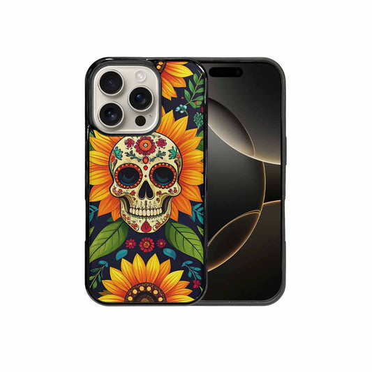 iPhone 16 Pro Case — Sunflowers And Skulls, Custom Printed Phone Case
